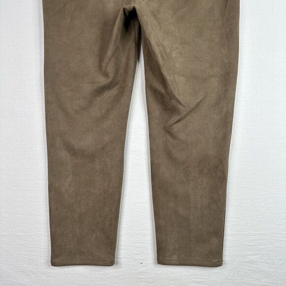 Curve Appeal Pants Womens Faux Leather Suede Large Brown Pull On Legging Stretch - Picture 6 of 11